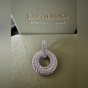 Judith Ripka Sterling Silver Textured CZ Accent Pendant